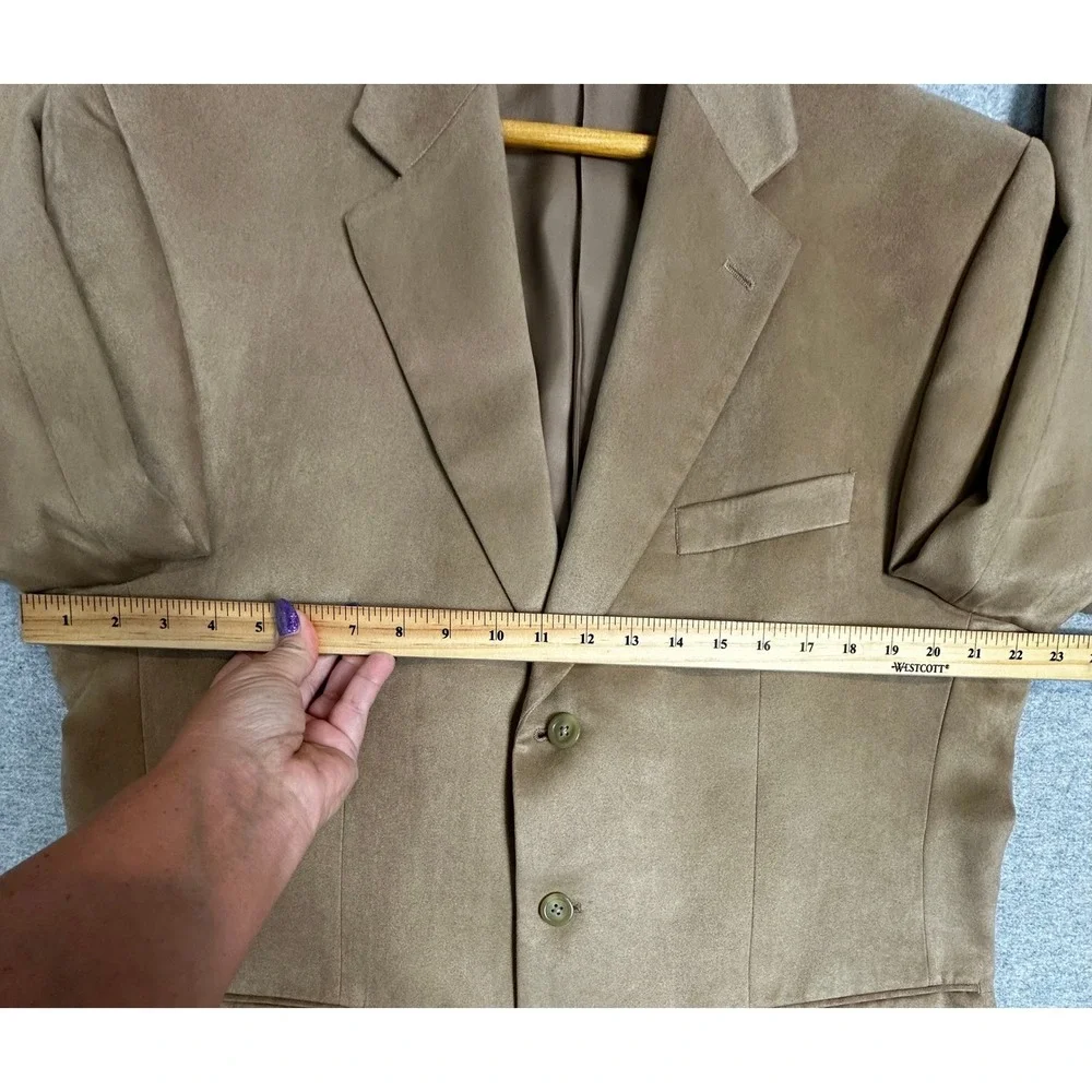 Chaps Blazer Men 42L Tan Faux Suede 3-Button Sport Coat